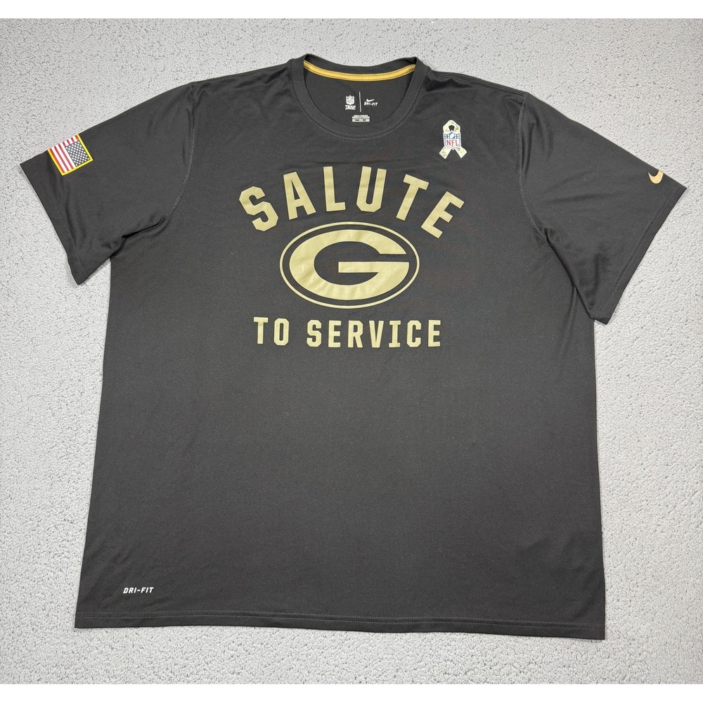 Nike Green Bay Packers Shirt Mens 3XL Black NFL Salute To Service Dri Fit
